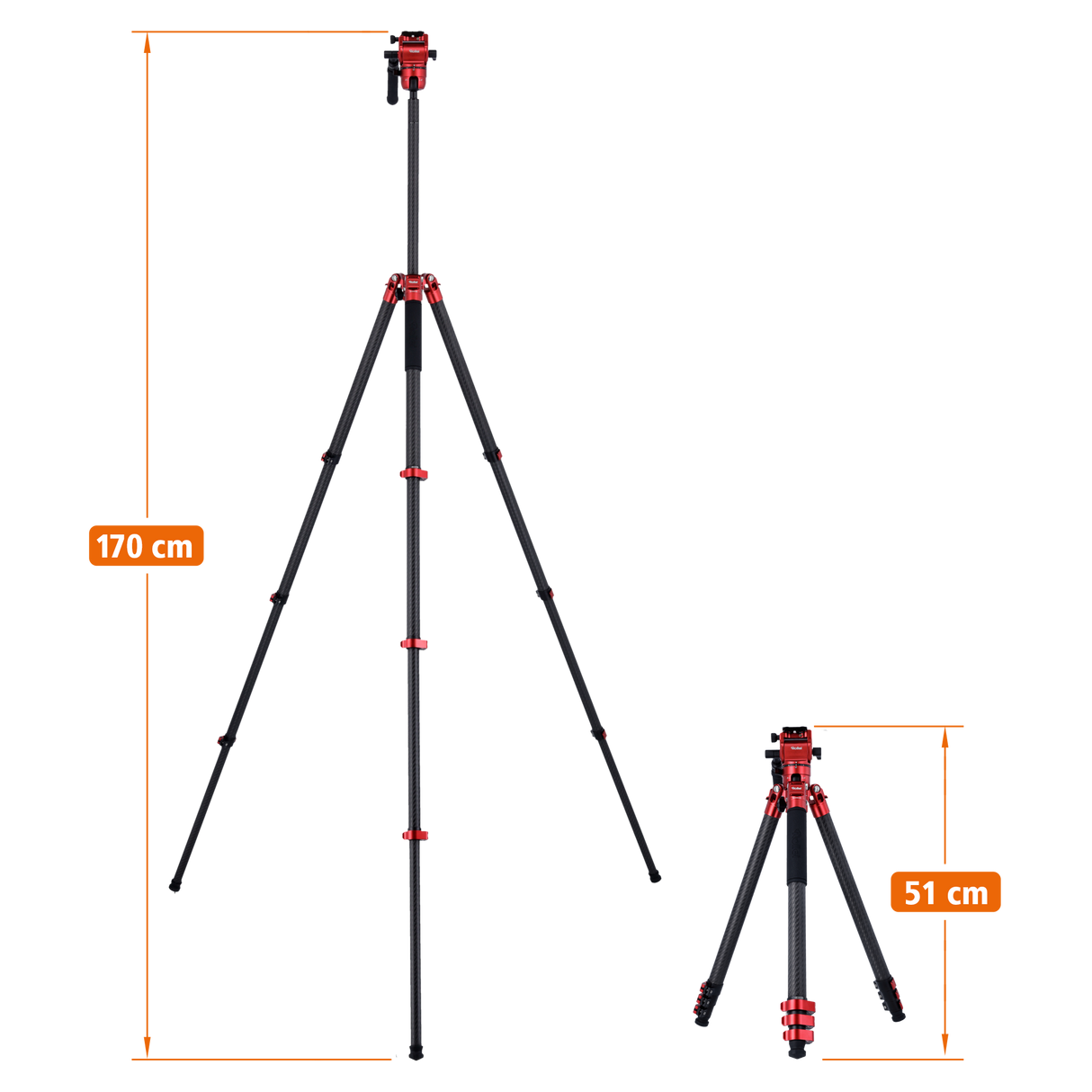 B-stock:easy traveler xl carbon video tripod red