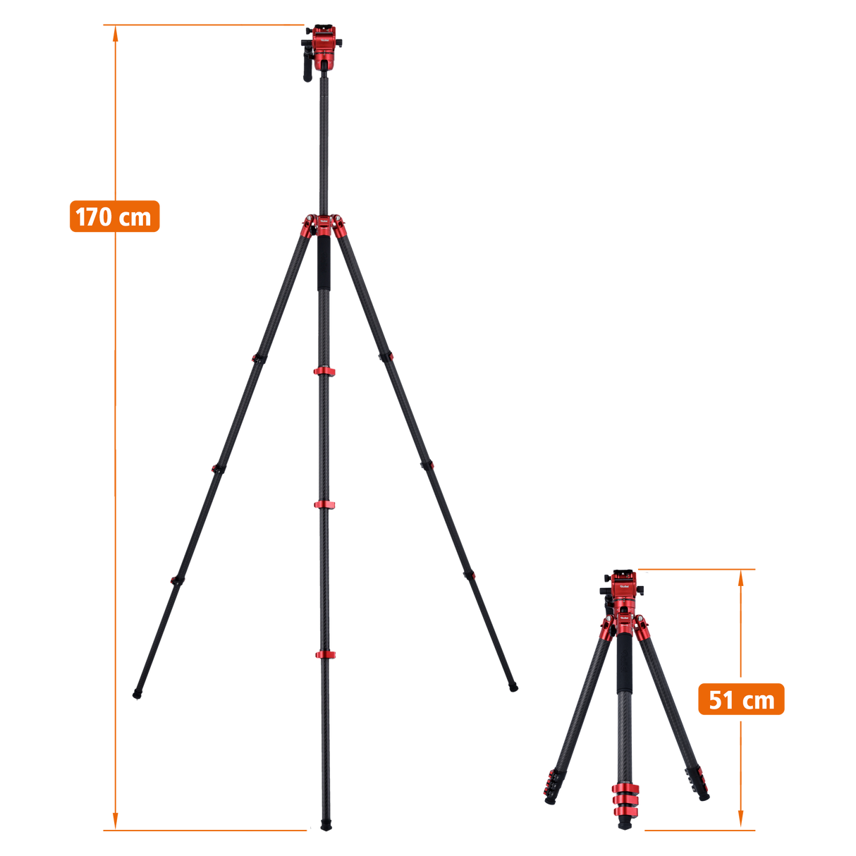 B-stock:easy traveler xl carbon video tripod red